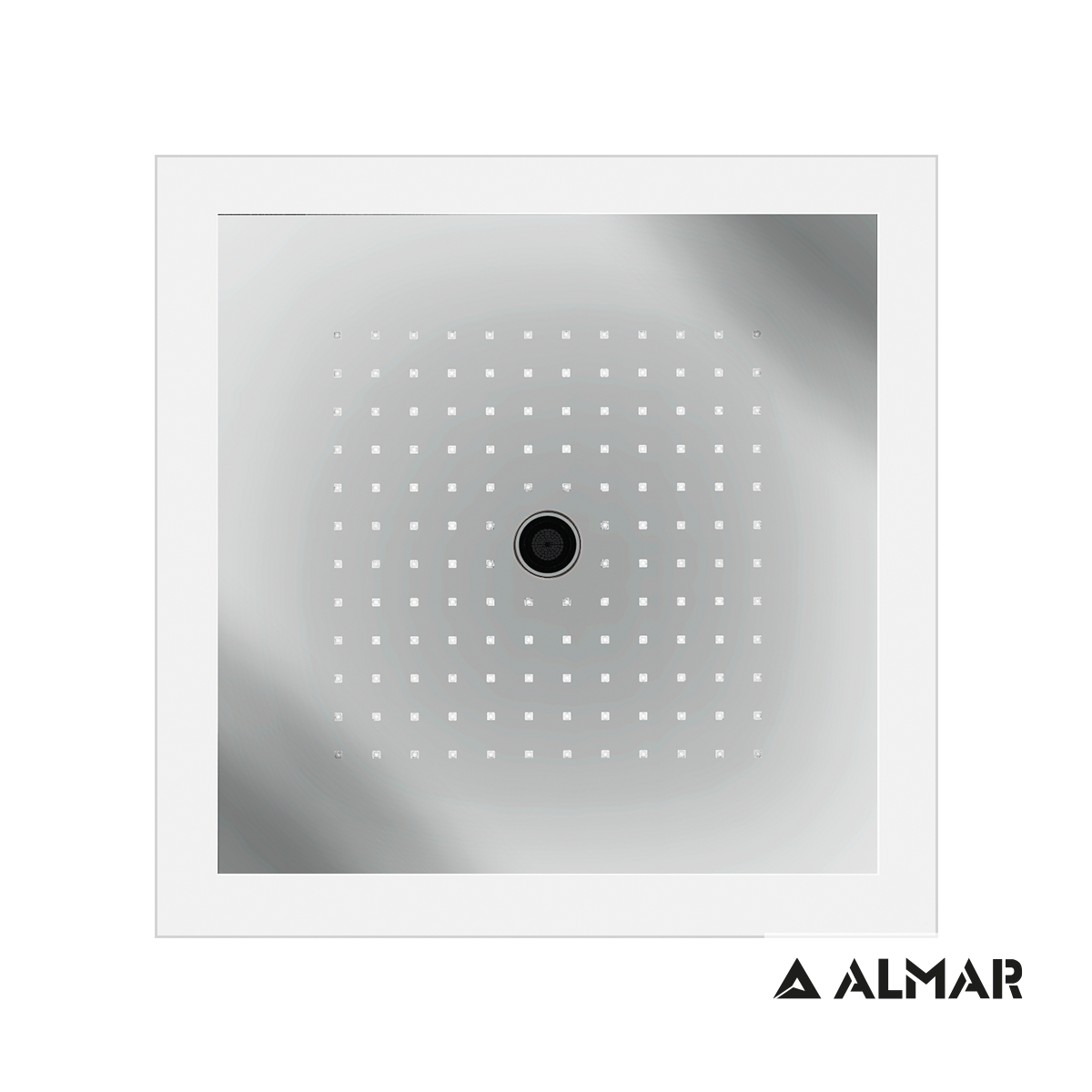 Κεφαλή Ντουζ Εντοιχισμού Οροφής 47x47 Icicle με Χρωματοθεραπεία χωρίς πλαίσιο στήριξης, Almar Inox Brushed