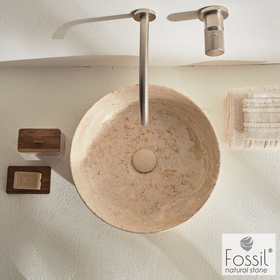 Νιπτήρας Μαρμάρινος  Jetti Φ39 h.14 Fossil Beige