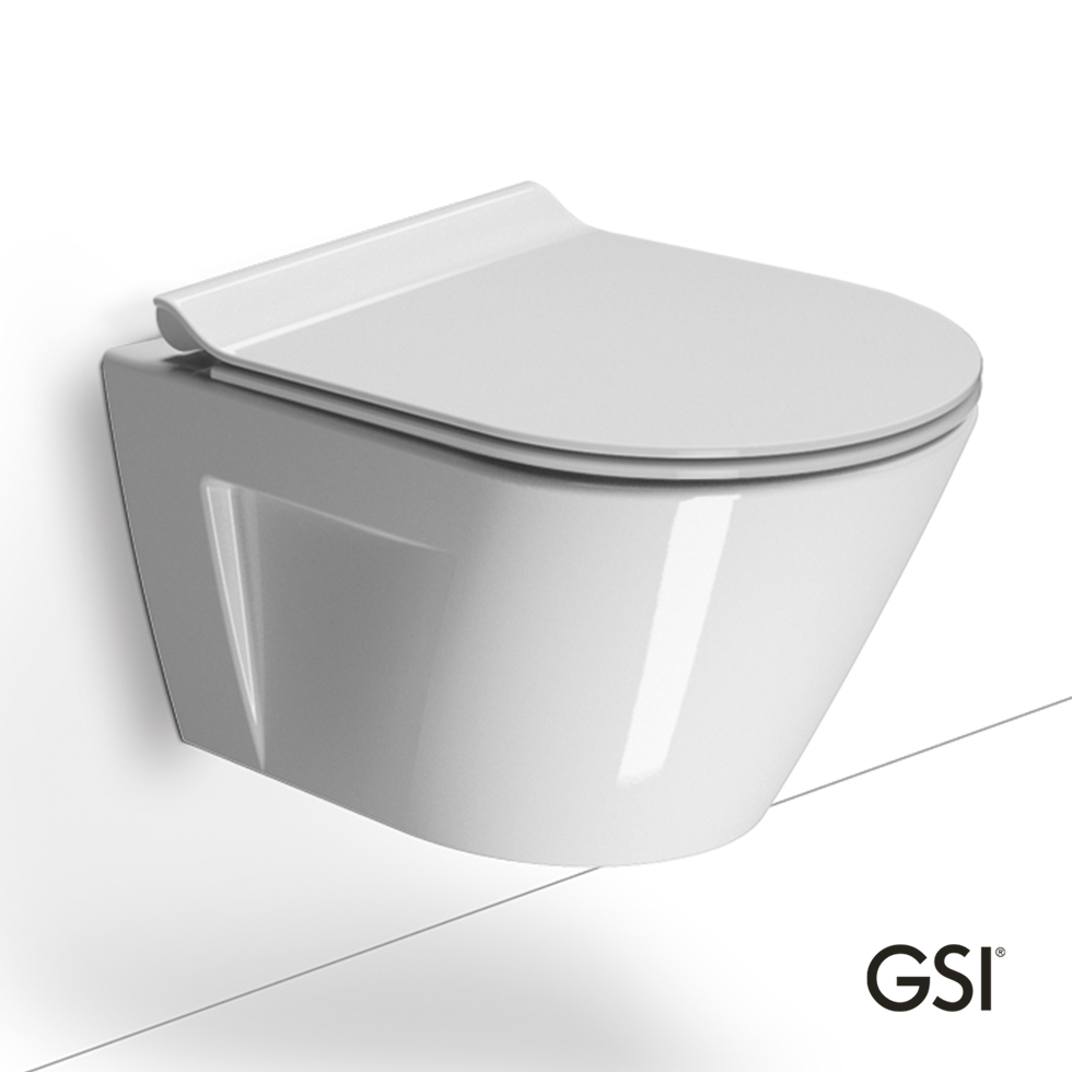 Λεκάνη Κρεμαστή Norm/50 Swirlflush με κάλυμμα Super Slim Soft Close MS86SC, GSI White