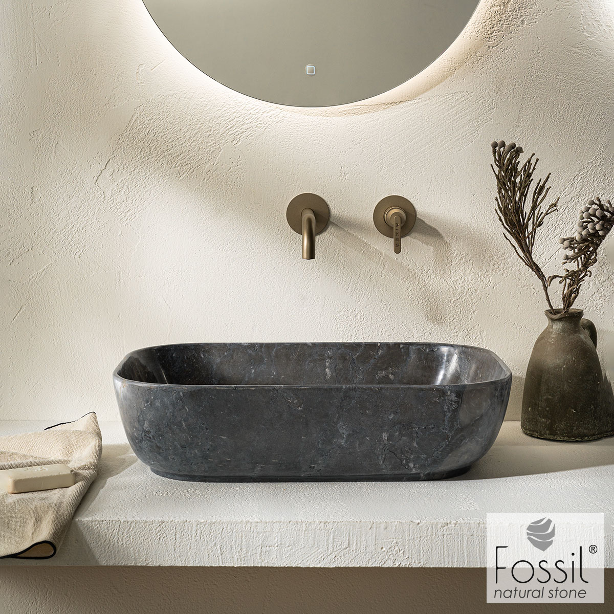 Νιπτήρας Μαρμάρινος 56x39 h.14 Fossil Grey