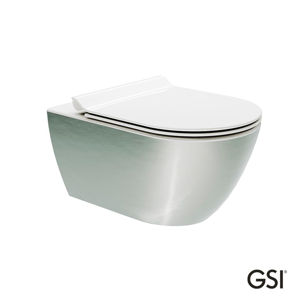 Λεκάνη Κρεμαστή Pura/55 Swirlflush με κάλυμμα MS86SC Super Slim Soft Close, GSI Platinum/White