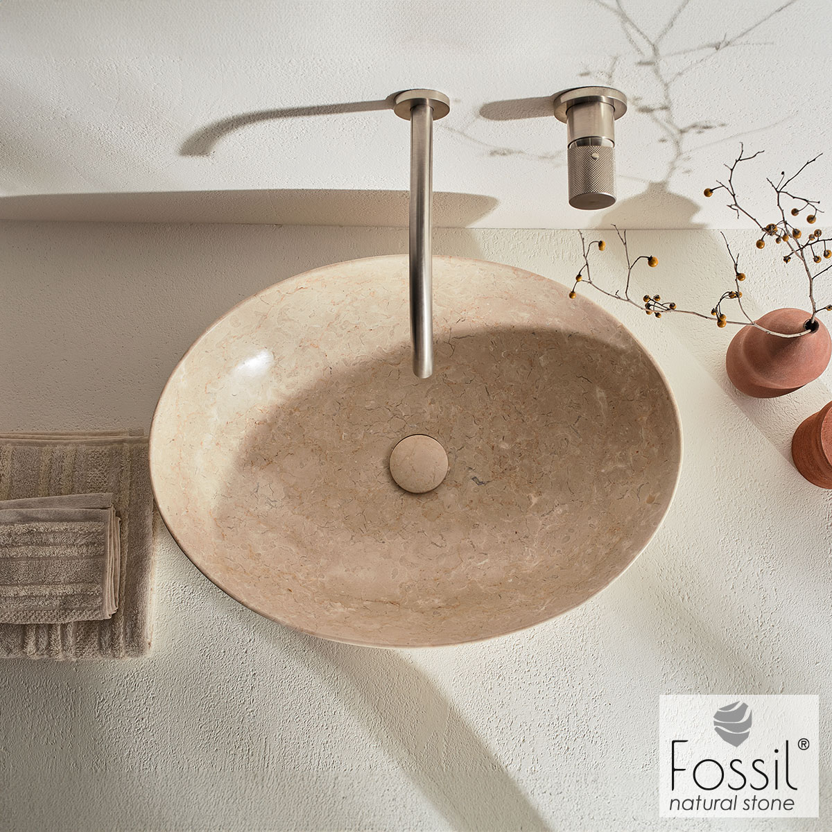 Νιπτήρας Μαρμάρινος Malin 55x41 h.16 Fossil Beige