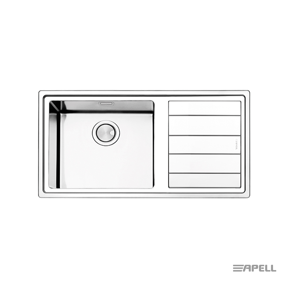 Νεροχύτης Κουζίνας Ανοξείδωτος Linear plus 100x50 Αpell Inox Λείο right