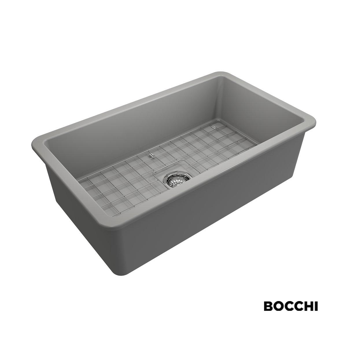 Νεροχύτης Κουζίνας Πορσελάνης Ένθετος - Υποκαθήμενος 81x48 Bocchi Grey Matt