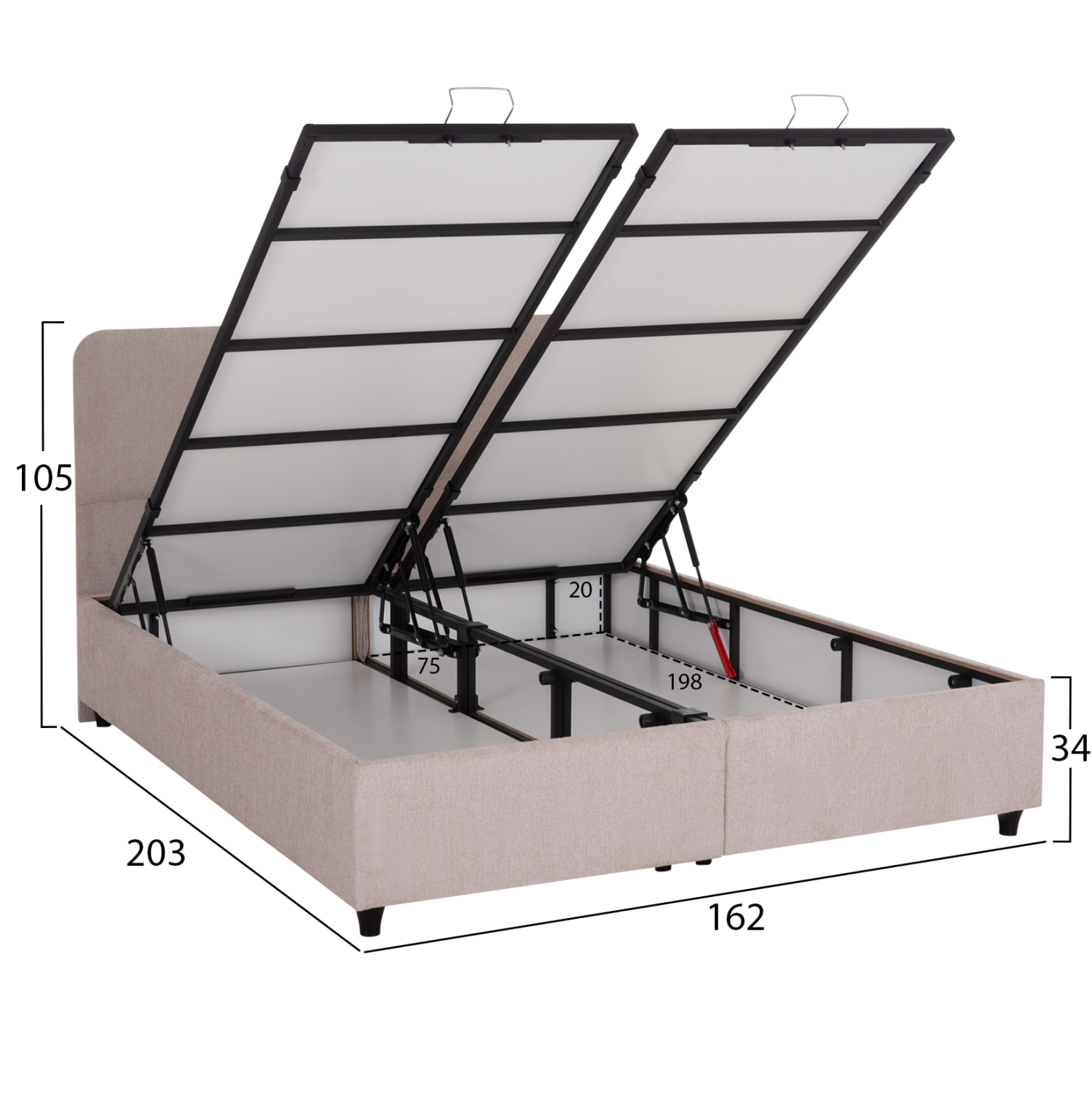 ΚΡΕΒΑΤΙ ΜΕ ΑΠΟΘ.ΧΩΡΟ DOLORES HM631.32 ΜΠΕΖ ΥΦΑΣΜΑ- ΓΙΑ ΣΤΡΩΜΑ 160x200εκ