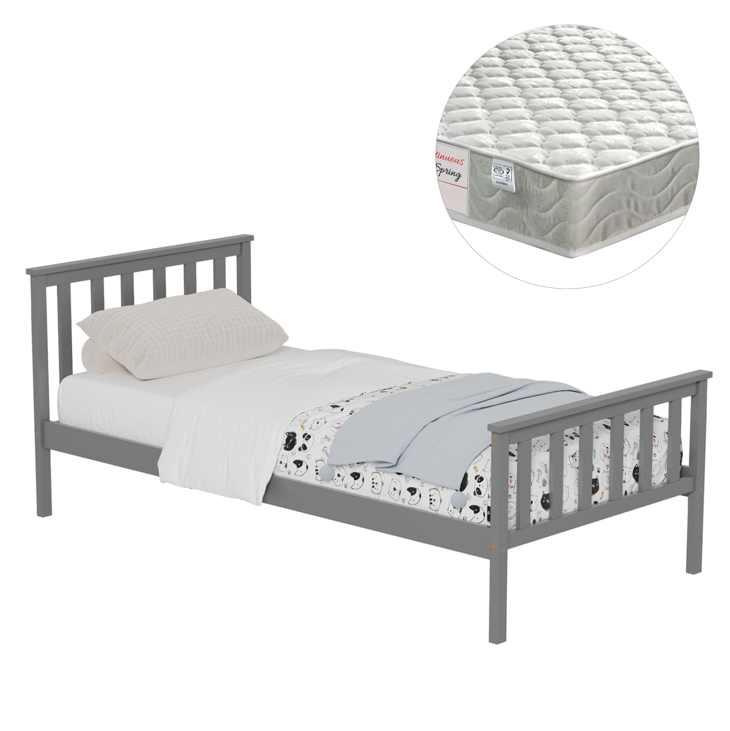 ΚΡΕΒΑΤΙ ΠΑΙΔΙΚΟ ΜΕ ΣΤΡΩΜΑ GIMLY HM21300.02 ΞΥΛΟ ΠΕΥΚΟΥ ΣΕ ΓΚΡΙ- ΓΙΑ ΣΤΡΩΜΑ 90x190εκ