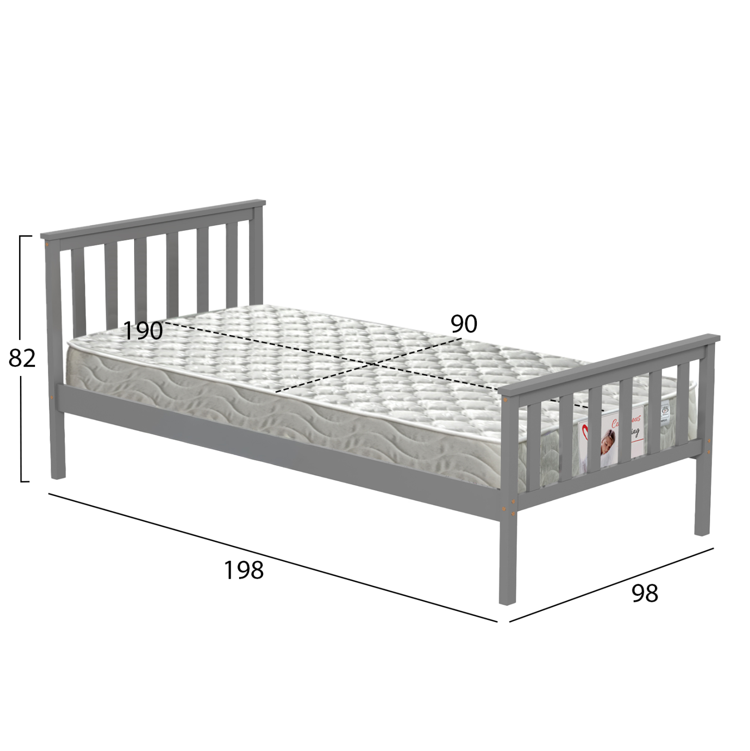 ΚΡΕΒΑΤΙ ΠΑΙΔΙΚΟ ΜΕ ΣΤΡΩΜΑ GIMLY HM21300.02 ΞΥΛΟ ΠΕΥΚΟΥ ΣΕ ΓΚΡΙ- ΓΙΑ ΣΤΡΩΜΑ 90x190εκ