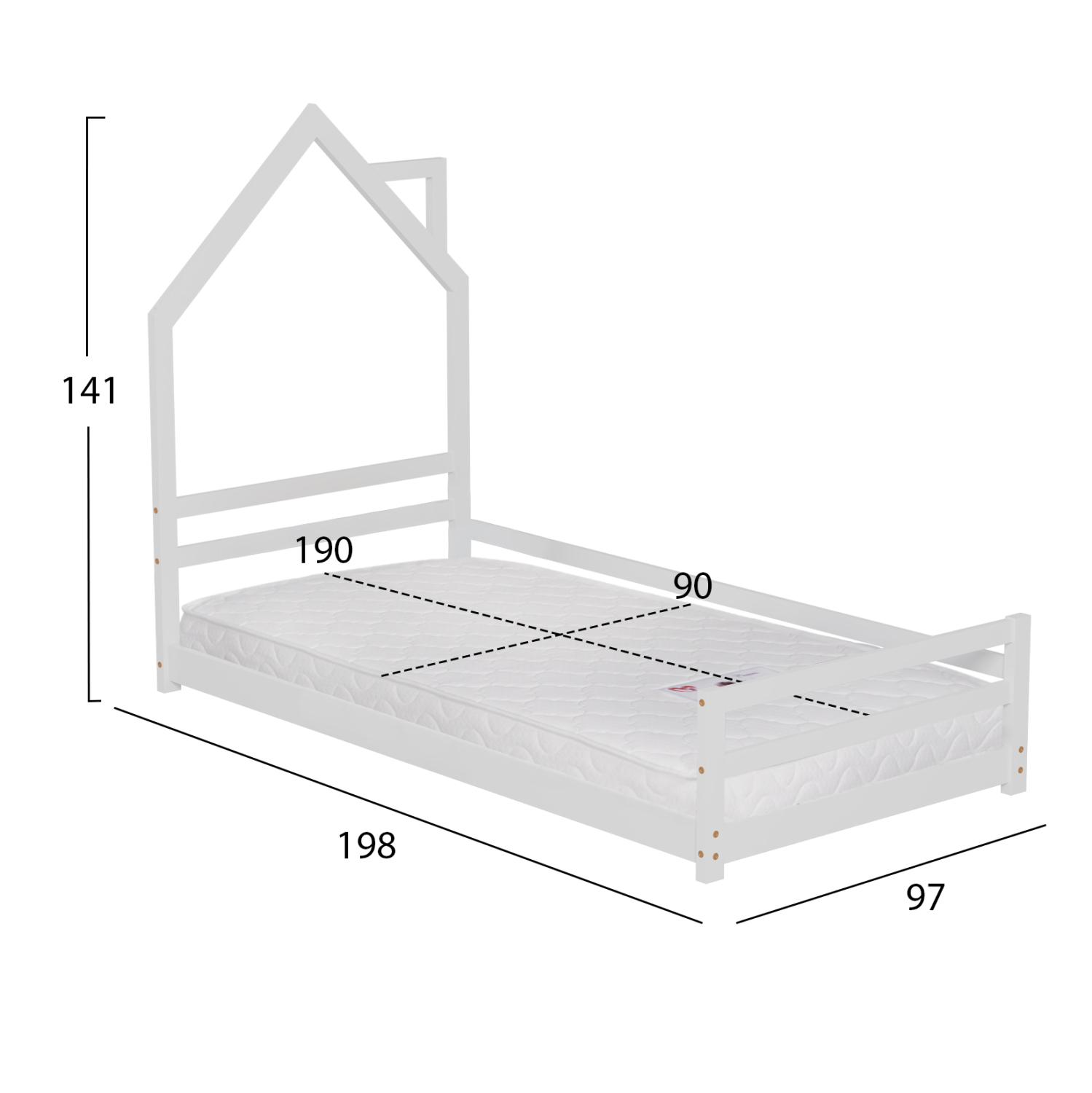 ΚΡΕΒΑΤΙ ΠΑΙΔΙΚΟ ΜΕ ΣΤΡΩΜΑ HOUSER HM21301 ΞΥΛΟ ΠΕΥΚΟΥ ΣΕ ΛΕΥΚΟ--ΣΤΡΩΜΑ 90x190εκ