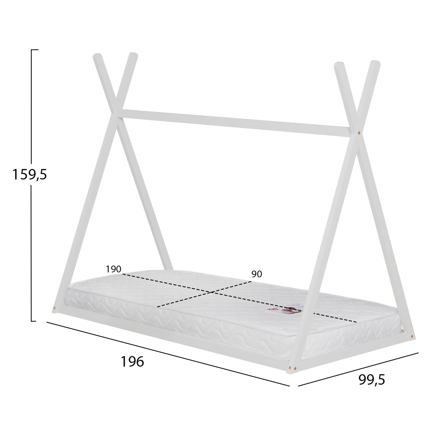ΚΡΕΒΑΤΙ ΠΑΙΔΙΚΟ ΜΕ ΣΤΡΩΜΑ MUNK HM21306.01 ΞΥΛΟ ΠΕΥΚΟΥ ΣΕ ΛΕΥΚΟ--ΣΤΡΩΜΑ 90x190εκ