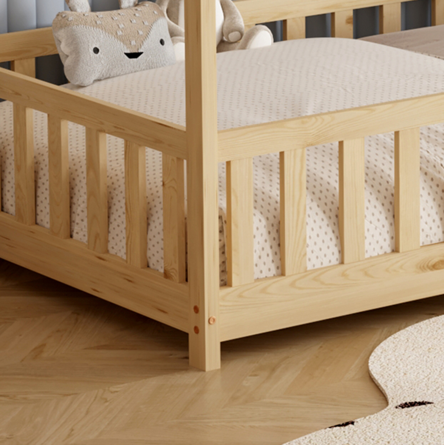 ΚΡΕΒΑΤΙ ΠΑΙΔΙΚΟ ΜΕ ΣΤΡΩΜΑ PHYLLIS HM21304 ΞΥΛΟ ΠΕΥΚΟΥ ΣΕ ΦΥΣΙΚΟ--ΣΤΡΩΜΑ 90x190εκ