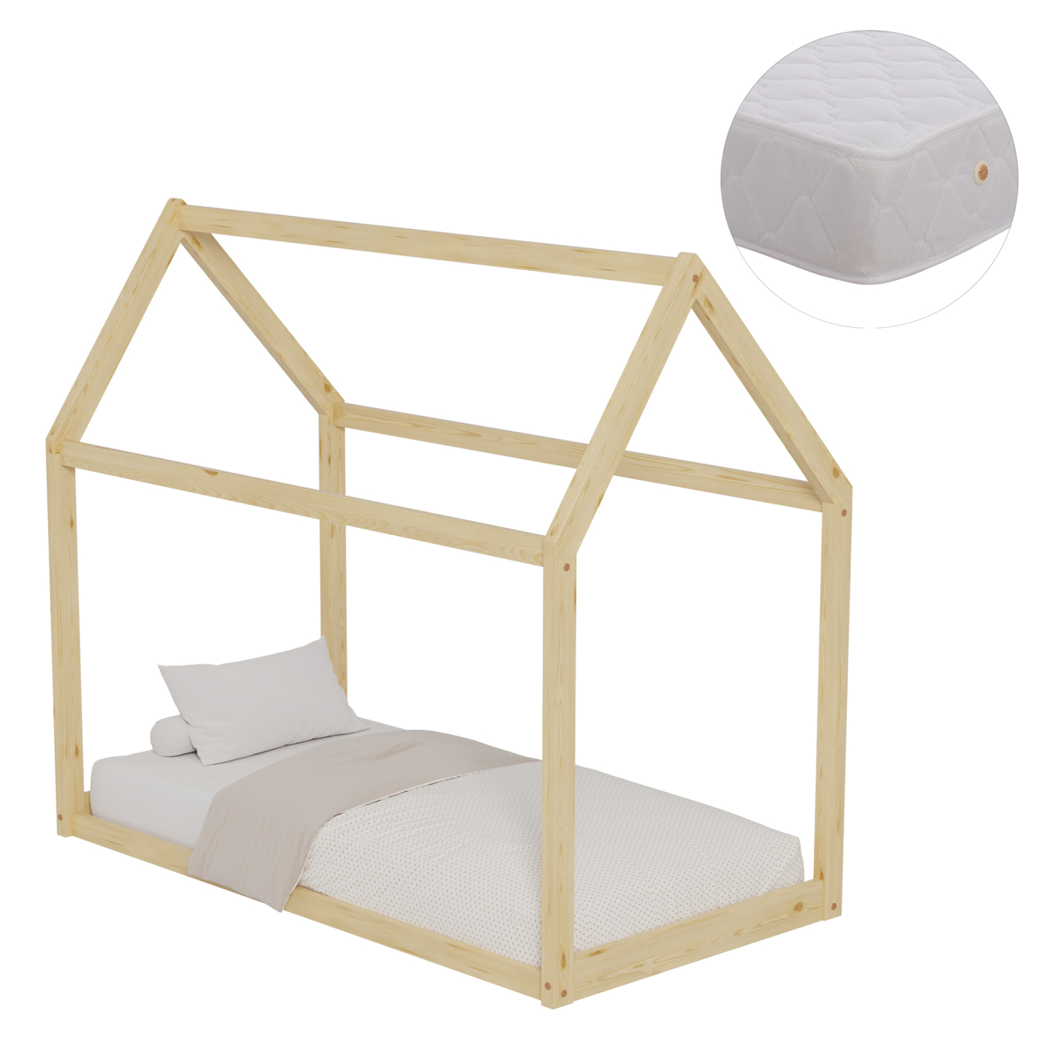 ΚΡΕΒΑΤΙ ΠΑΙΔΙΚΟ ΜΕ ΣΤΡΩΜΑ PEPE HM21303 ΞΥΛΟ ΠΕΥΚΟΥ ΣΕ ΦΥΣΙΚΟ--ΣΤΡΩΜΑ 70x140εκ