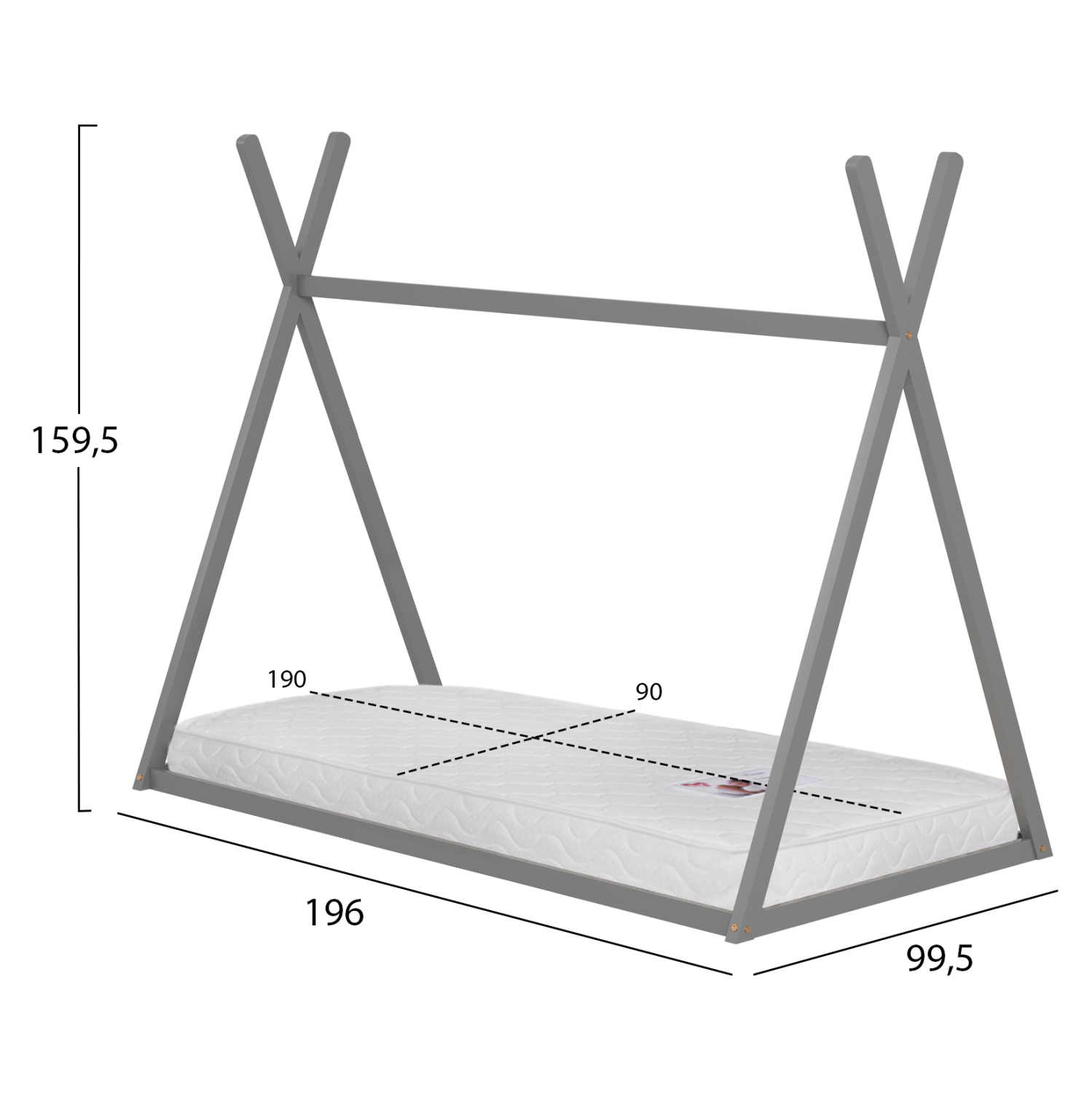 ΚΡΕΒΑΤΙ ΠΑΙΔΙΚΟ ΜΕ ΣΤΡΩΜΑ MUNK HM21306.02 ΞΥΛΟ ΠΕΥΚΟΥ ΣΕ ΓΚΡΙ--ΣΤΡΩΜΑ 90x190εκ