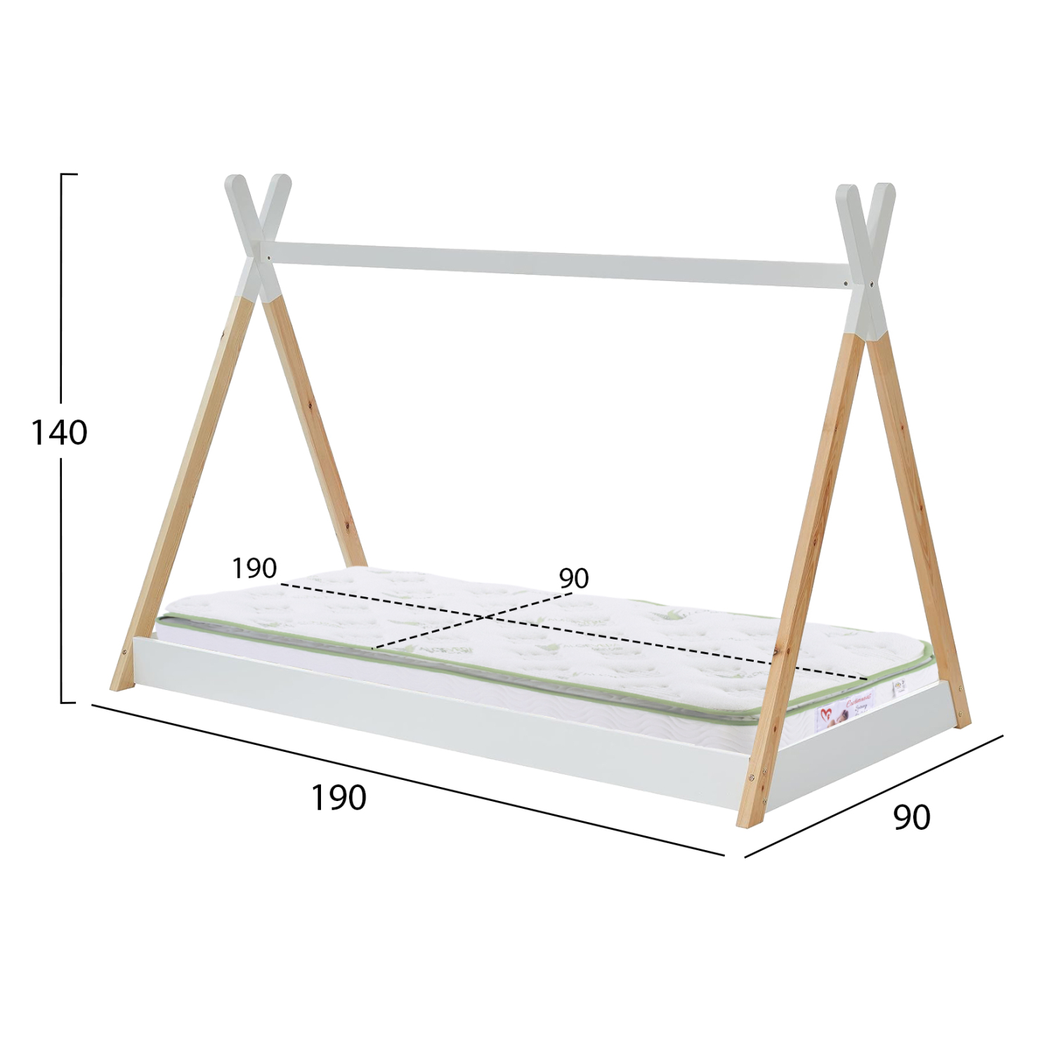 ΚΡΕΒΑΤΙ ΠΑΙΔΙΚΟ ΜΕ ΣΤΡΩΜΑ MUNK HM21308 ΞΥΛΟ ΠΕΥΚΟΥ ΦΥΣΙΚΟ-ΛΕΥΚΟ--ΣΤΡΩΜΑ 90x190εκ