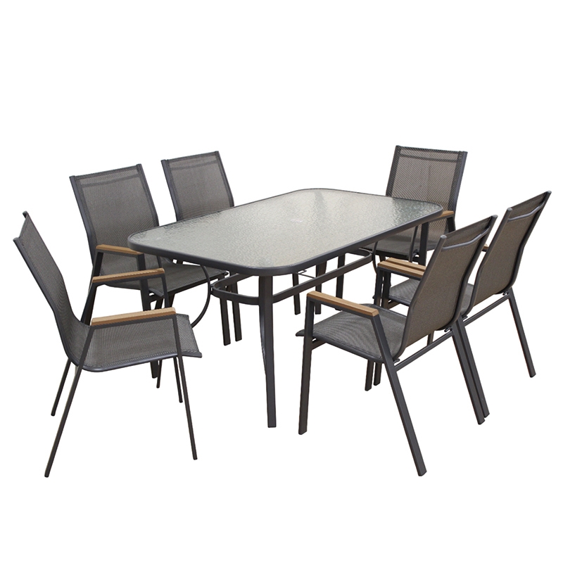 SELBY SET ΤΡΑΠΕΖΑΡΙΑΣ 7ΤΜΧ ΑΝΘΡΑΚΙ 150Χ90εκ.