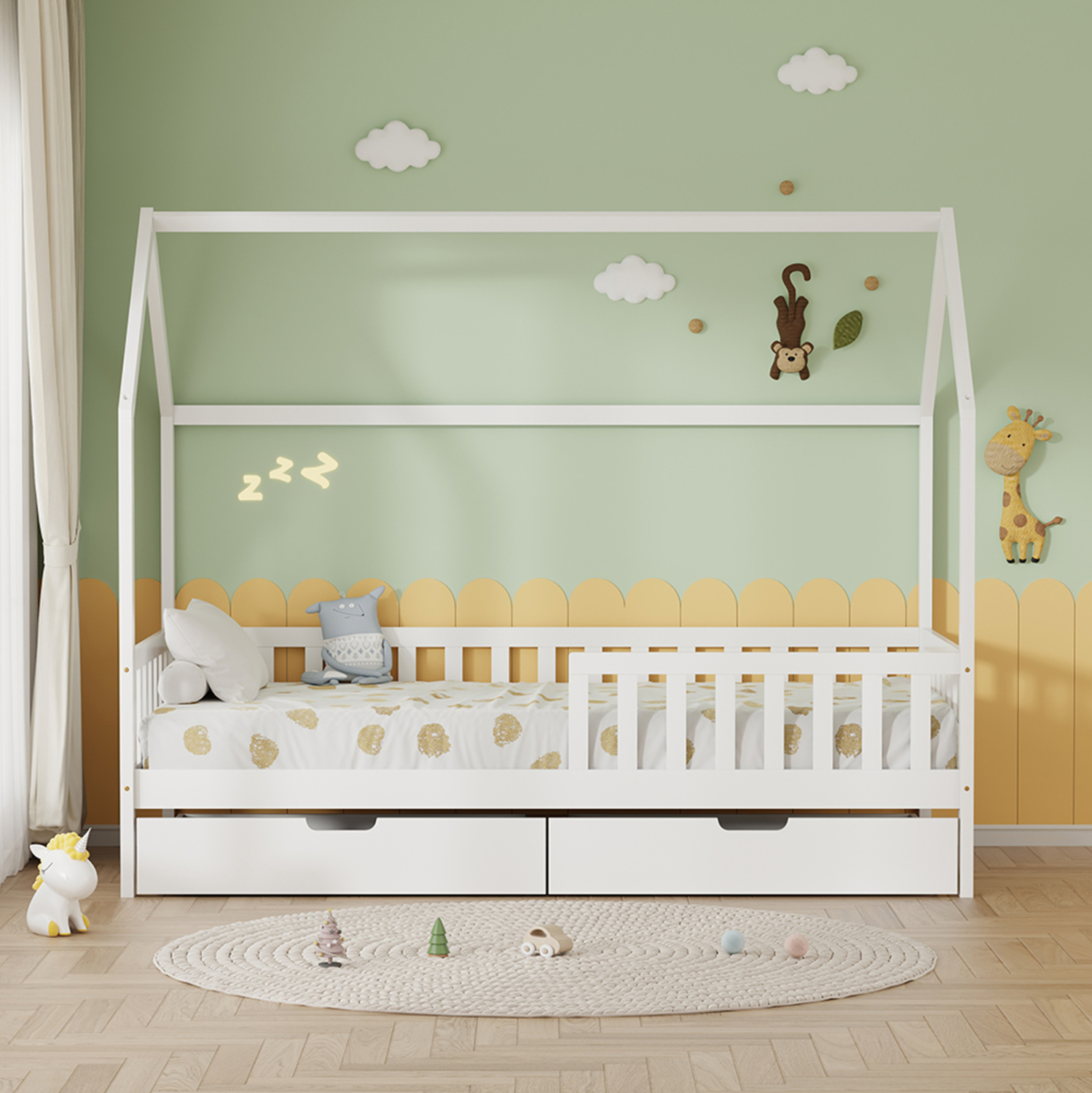 ΚΡΕΒΑΤΙ ΠΑΙΔΙΚΟ ΜΕ ΣΥΡΤΑΡΙΑ PHYLLIS HM21324.01 ΞΥΛΟ ΠΕΥΚΟΥ ΛΕΥΚΟ--ΜΕ ΣΤΡΩΜΑ 90x190εκ