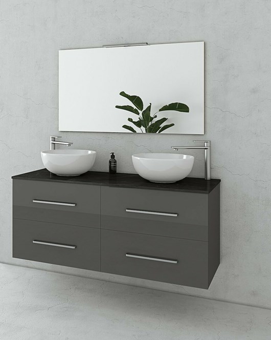 Drop Torino 120 Πάγκος με Νιπτήρα & Καθρέπτη 120x45x50cm Anthracite