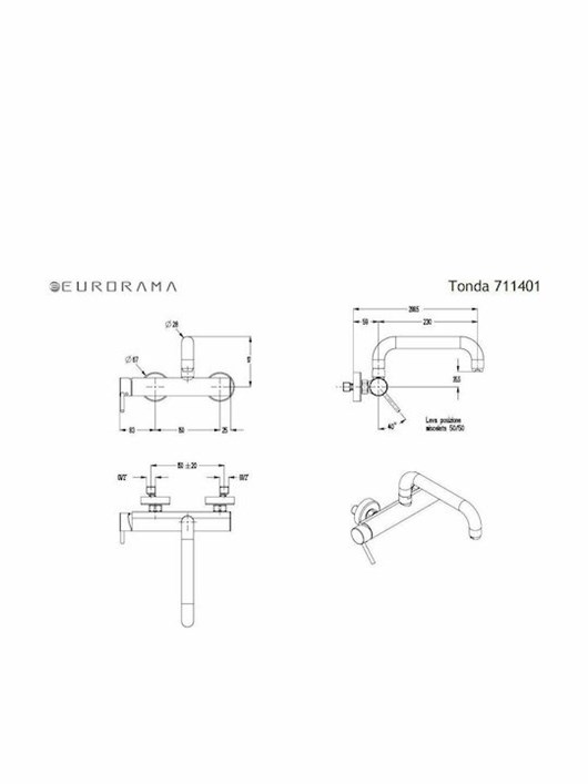 Eurorama Tonda 711401-100 Μπαταρία Κουζίνας Τοίχου Ασημί