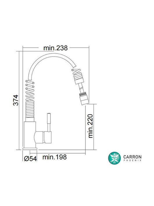 La Torre Tech 12681 Ψηλή Μπαταρία Κουζίνας Πάγκου με Σπιράλ Ασημί