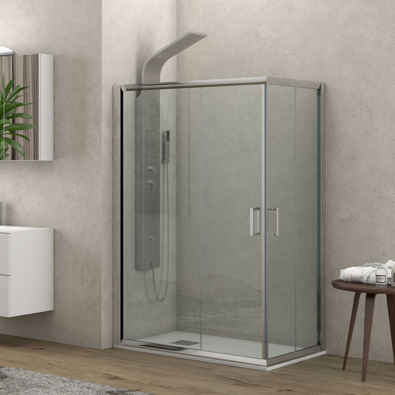 Καμπίνα ορθογώνια με διάφανο κρύσταλλο NEW FLORA 100 Cromo KARAG 80x140x180cm