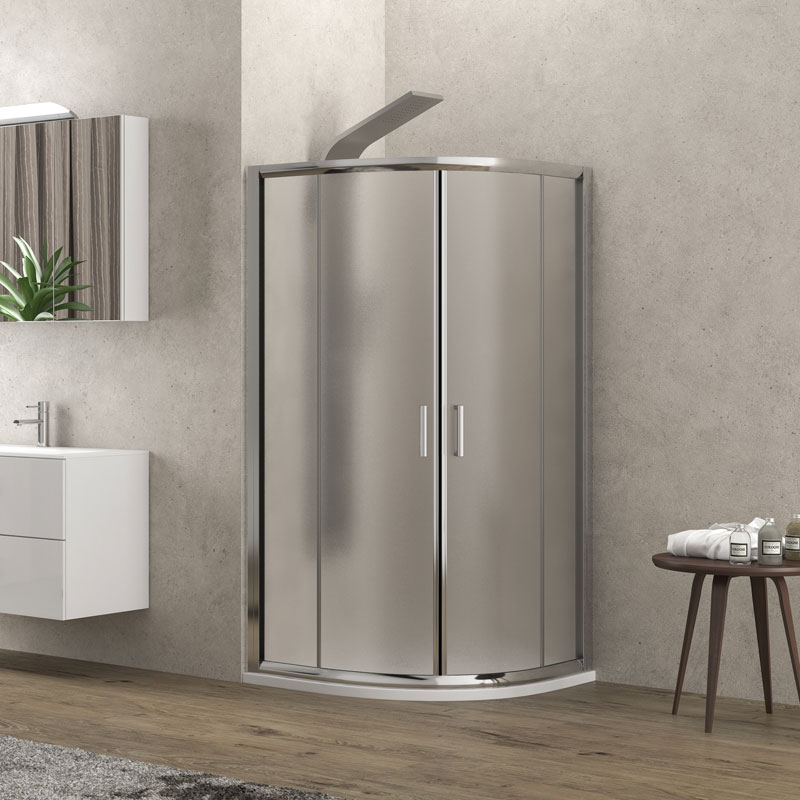 Καμπίνα ημικυκλική με fabric κρύσταλλο NEW FLORA 200 Cromo KARAG 80x80x180cm