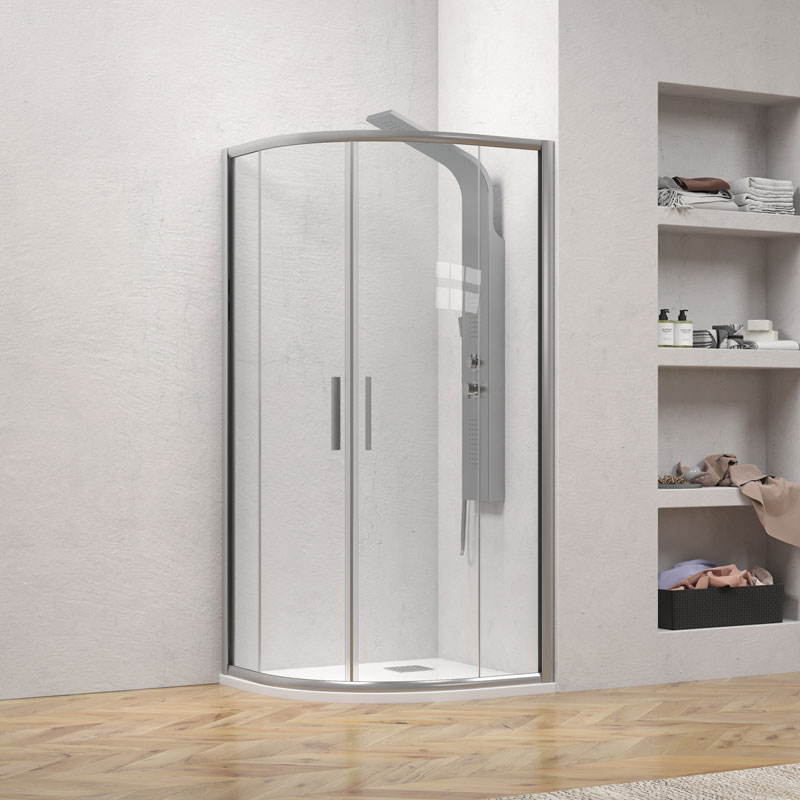 Καμπίνα ημικυκλική με διάφανο κρύσταλλο EFE 200 Silver KARAG 90x90x190cm