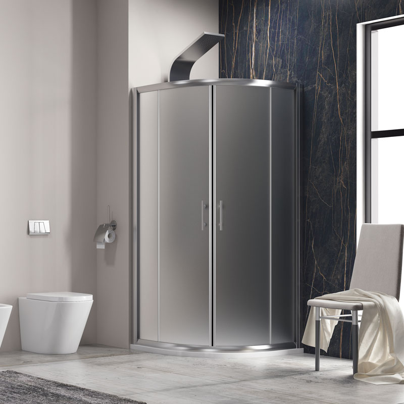 Καμπίνα ημικυκλική με σατινέ κρύσταλλο FLORA 200 Cromo KARAG 90x90x190cm