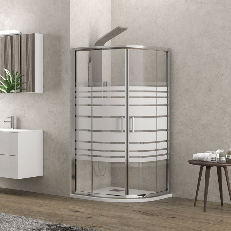 Καμπίνα ημικυκλική με σεριγραφάτο κρύσταλλο NEW FLORA 200 Cromo KARAG 90x90x180cm