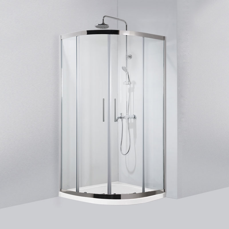 Καμπίνα ημικυκλική με διάφανο κρύσταλλο INOX 200 Cromo KARAG 80x80x190cm