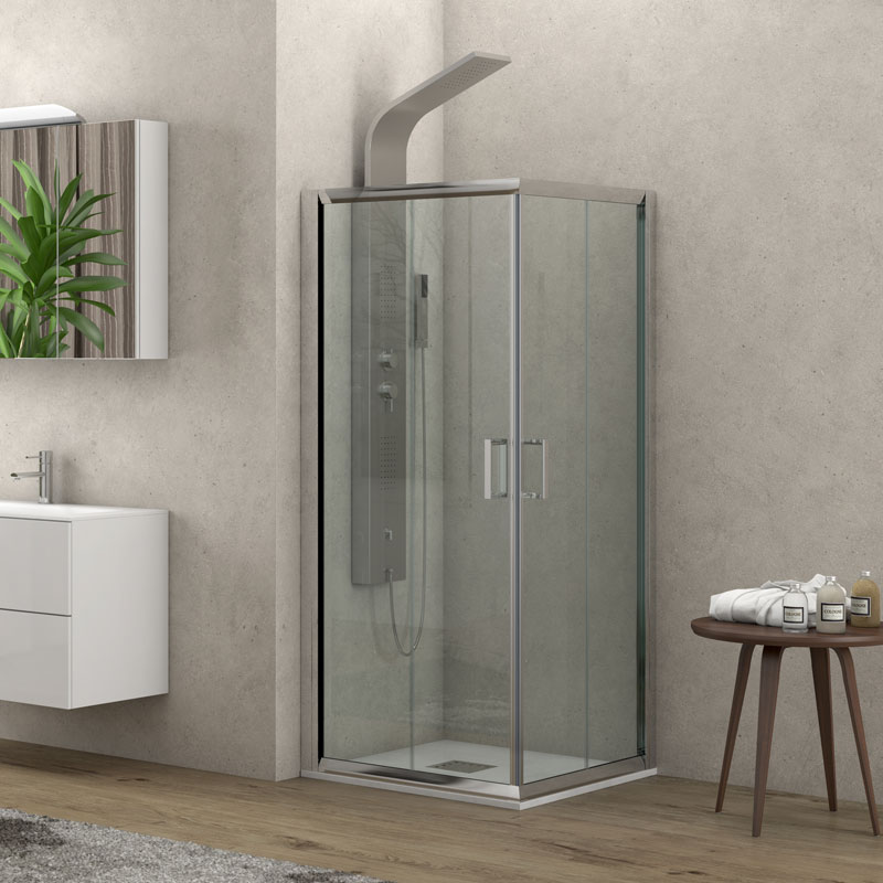 Καμπίνα τετράγωνη με διάφανο κρύσταλλο NEW FLORA 100 Cromo KARAG 100x100x180cm