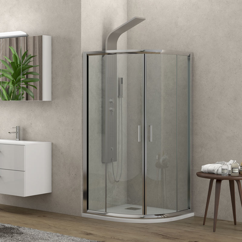 Καμπίνα ημικυκλική με διάφανο κρύσταλλο NEW FLORA 200 Cromo KARAG 80x80x170cm