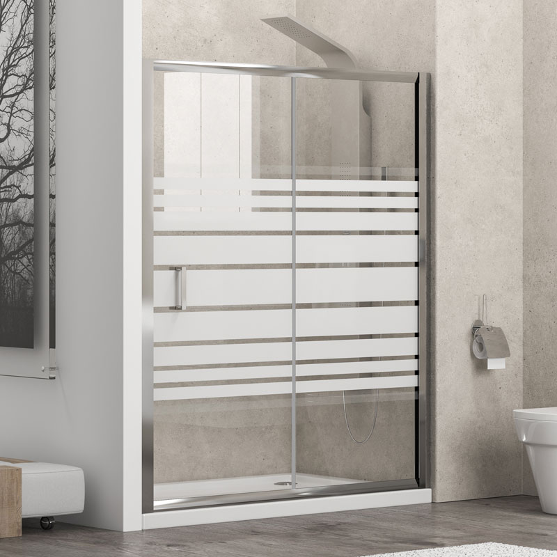 Καμπίνα από τοίχο σε τοίχο με σεριγραφάτο κρύσταλλο NEW FLORA 500 Cromo KARAG 140x180cm