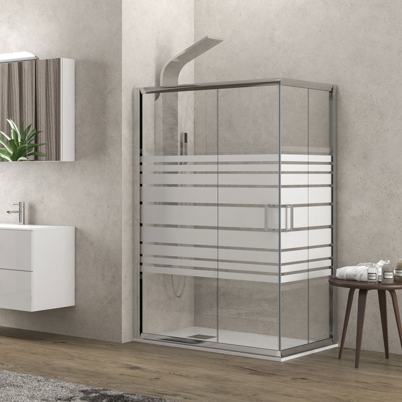 Καμπίνα τετράγωνη με σεριγραφάτο κρύσταλλο NEW FLORA 100 Cromo KARAG 70x70x180cm