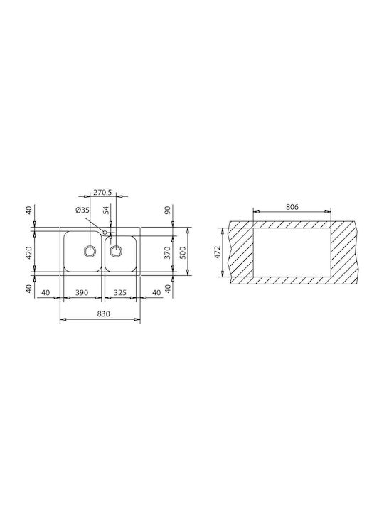 Νεροχύτης Κουζίνας Συνθετικός 83x50 Duralit Beige