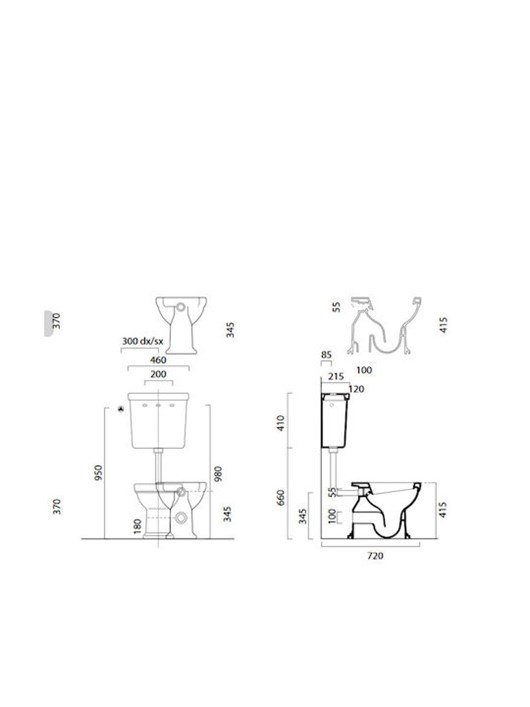 GSI Classic Medium Level 871100MC Λεκάνη Υ.Π Πισωστόμια 73cm Με Καζανάκι Χαμηλής Κατεβασιάς Και Κάλυμμα Λευκό Soft Close