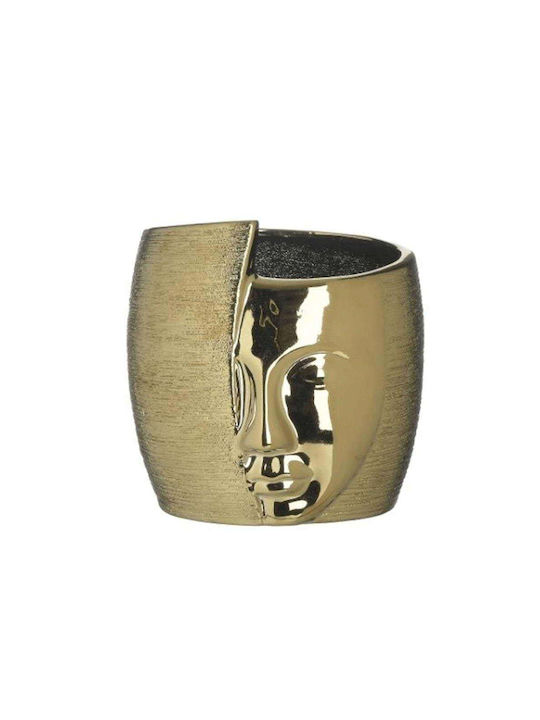 Inart Διακοσμητικό Βάζο Κεραμικό Χρυσό 14x13x15cm