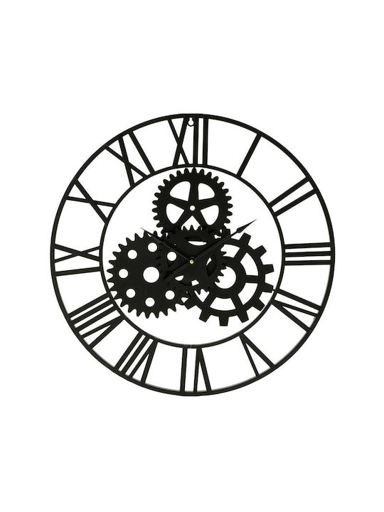 Inart Αντικέ Ρολόι Τοίχου Μεταλλικό Μαύρο 60cm
