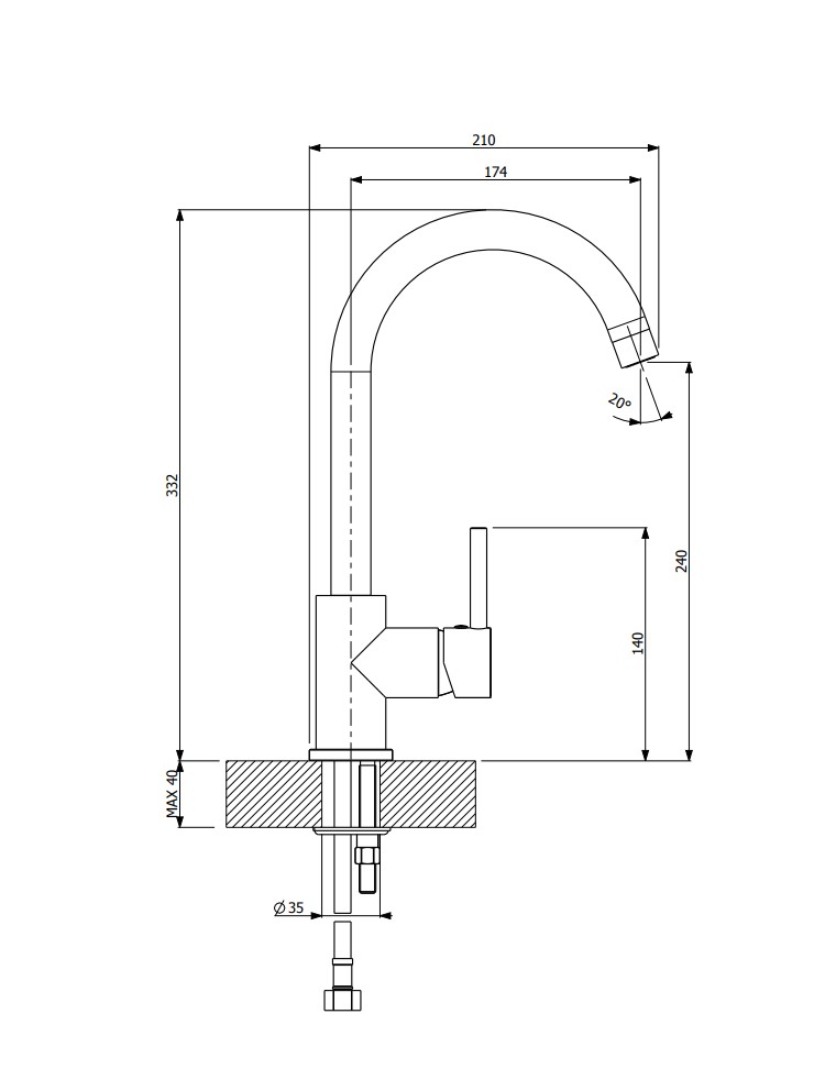 Carron Phoenix  Fluo Μπαταρία Κουζίνας Χρωμέ 18710-100