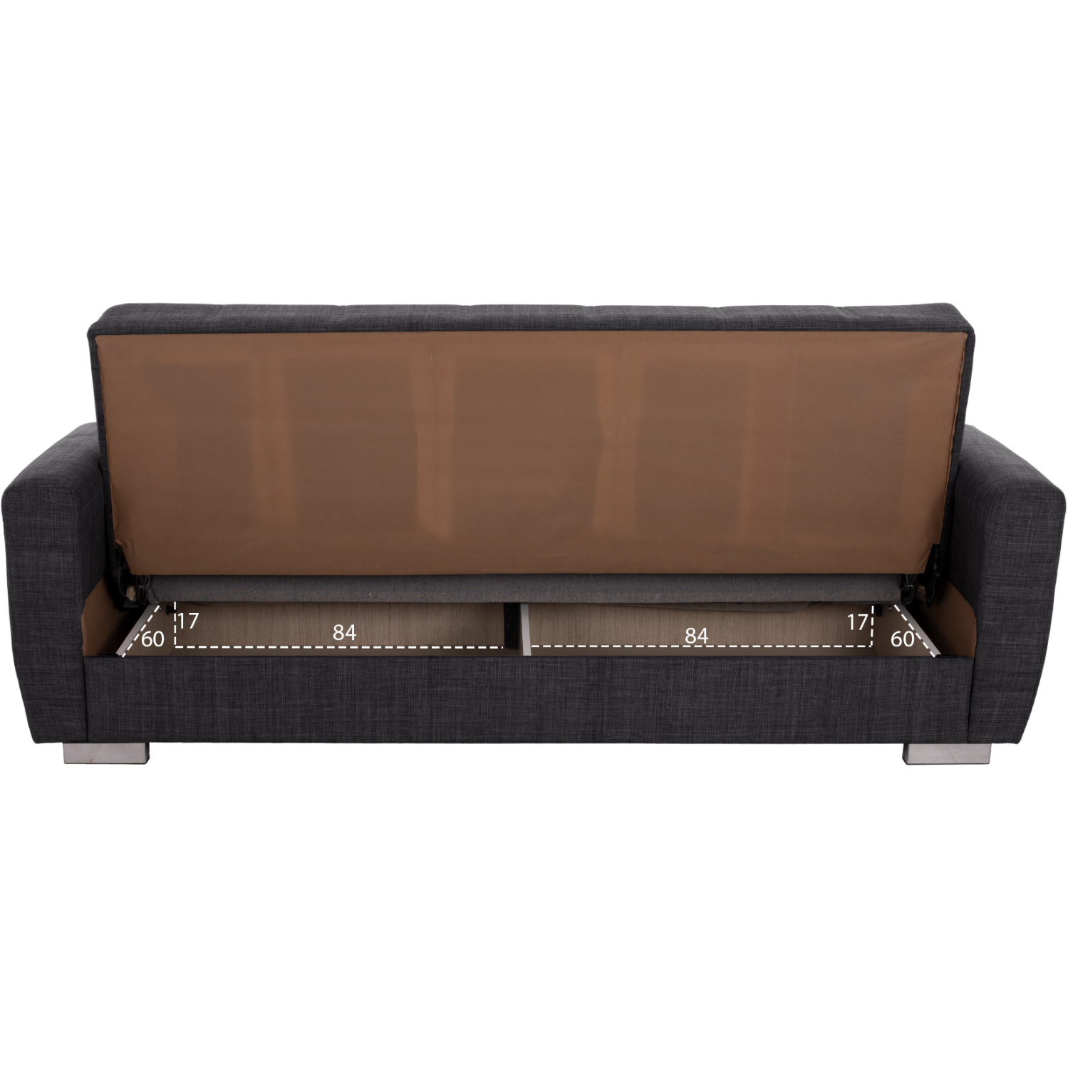 ΚΑΝΑΠΕΣ ΚΡΕΒΑΤΙ POLYA ΤΡΙΘΕΣΙΟΣ HM3240.03 ΓΚΡΙ 215x85x76Υ εκ.