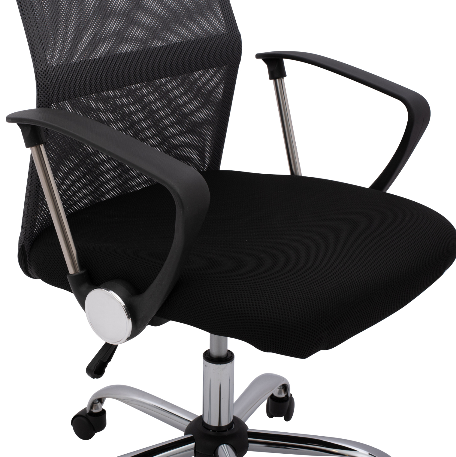 ΚΑΡΕΚΛΑ ΓΡΑΦΕΙΟΥ CABLE HM1000.10 ΜΑΥΡΟ ΓΚΡΙ MESH ΠΟΔΙ ΧΡΩΜΙΟΥ 61x58x118 εκ.