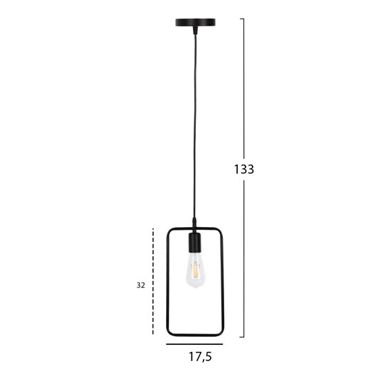 ΦΩΤΙΣΤΙΚΟ ΟΡΟΦΗΣ ΚΡΕΜΑΣΤΟ HM4097 ΜΑΥΡΟ ΜΕΤΑΛΛΙΚΟ ΟΡΘΟΓΩΝΙΟ 17,5x133Υεκ.