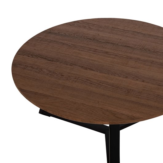 ΤΡΑΠΕΖΙ ΣΑΛΟΝΙΟΥ ΣΤΡΟΓΓΥΛΟ HM9586.04 MDF WALNUT-ΜΑΥΡΗ ΣΑΓΡΕ ΒΑΣΗ Φ80x42Υεκ.