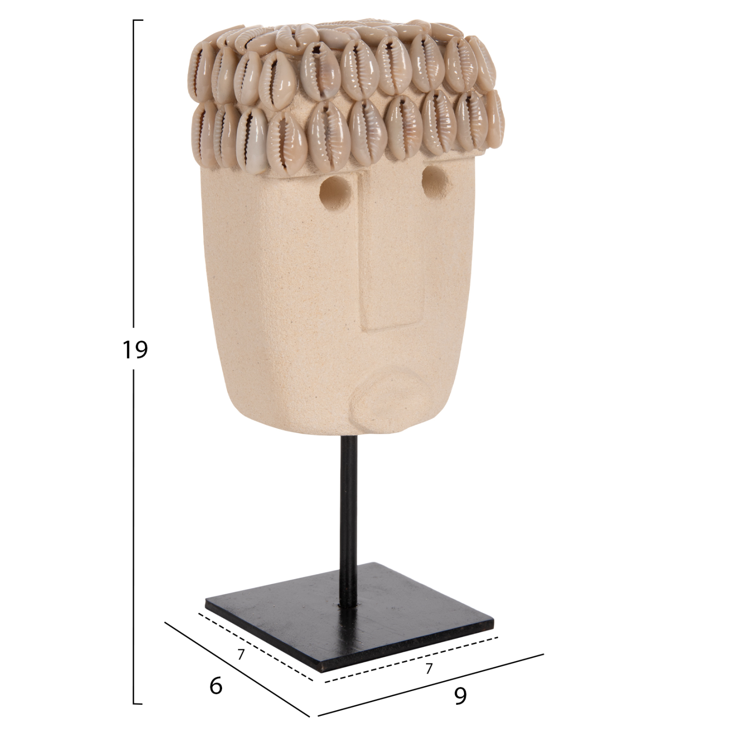 ΕΠΙΤΡΑΠΕΖΙΟ ΔΙΑΚΟΣΜΗΤΙΚΟ ΠΡΟΣΩΠΟ HM4313 PARAS STONE ΣΕ ΜΕΤΑΛΛΙΚΟ ΜΑΥΡΟ STAND 9x6x19Yεκ.