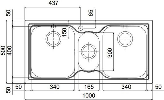 Νεροχύτης Κουζίνας Ανοξείδωτος Anniversario 100x50 Αpell Inox Λείο