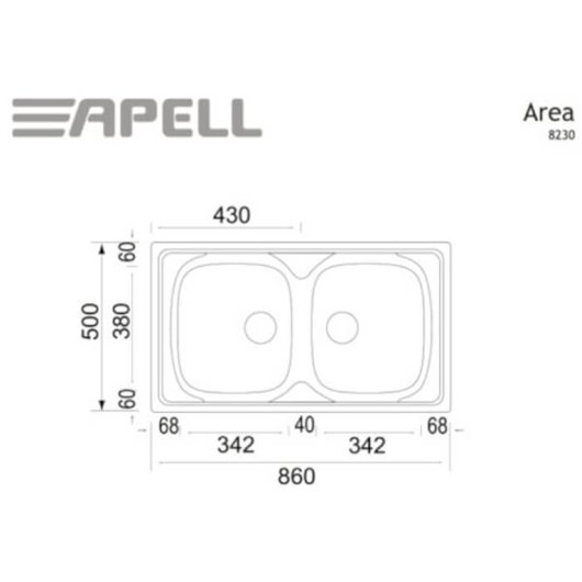 Area 8230 Apell Νεροχύτης Λείος (86 x 50 cm)