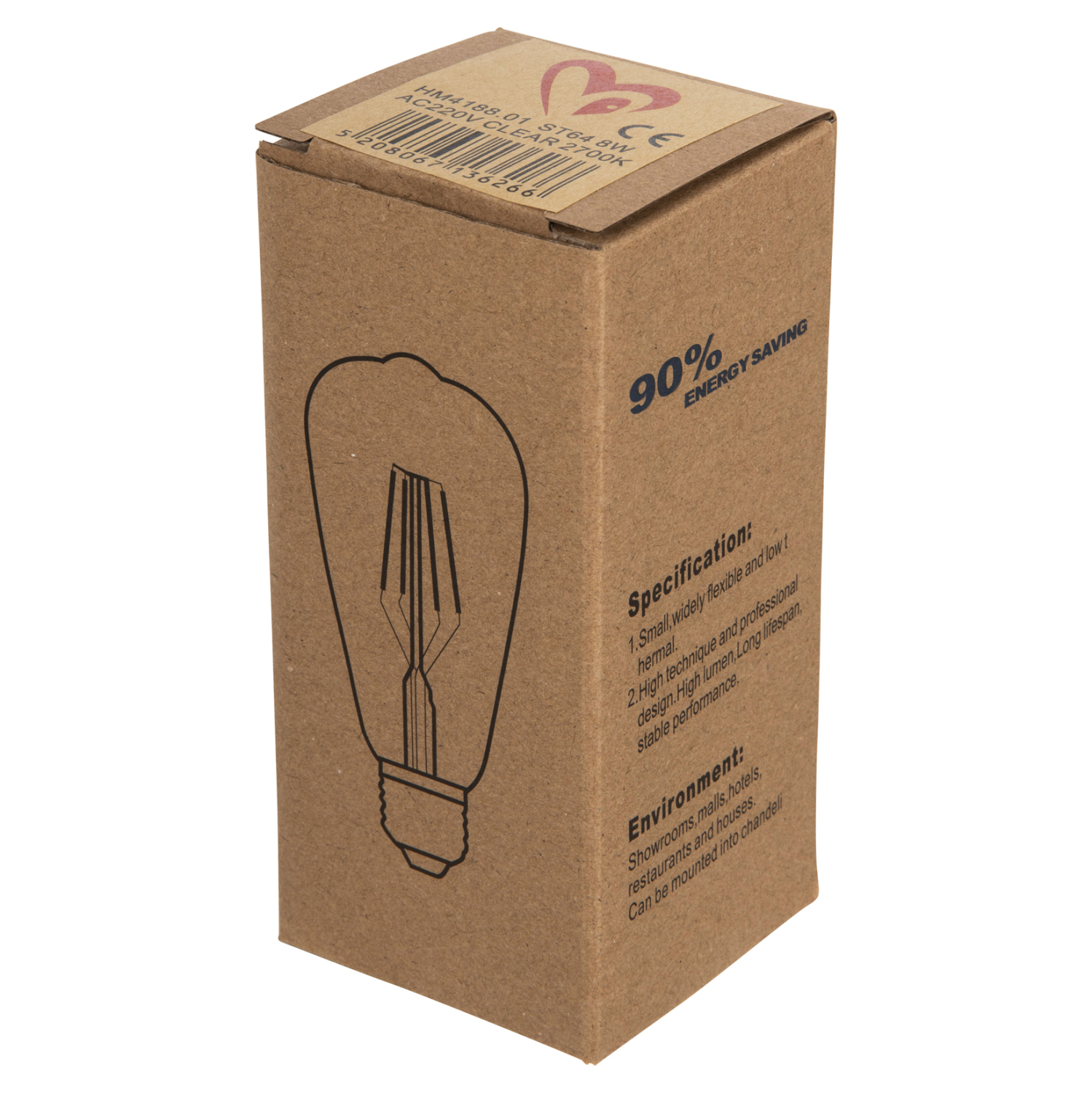 ΛΑΜΠΤΗΡΑΣ HM4188.01 LED FILAMENT 8W E27 DIMMABLE 2700K ΔΙΑΦΑΝΟΣ