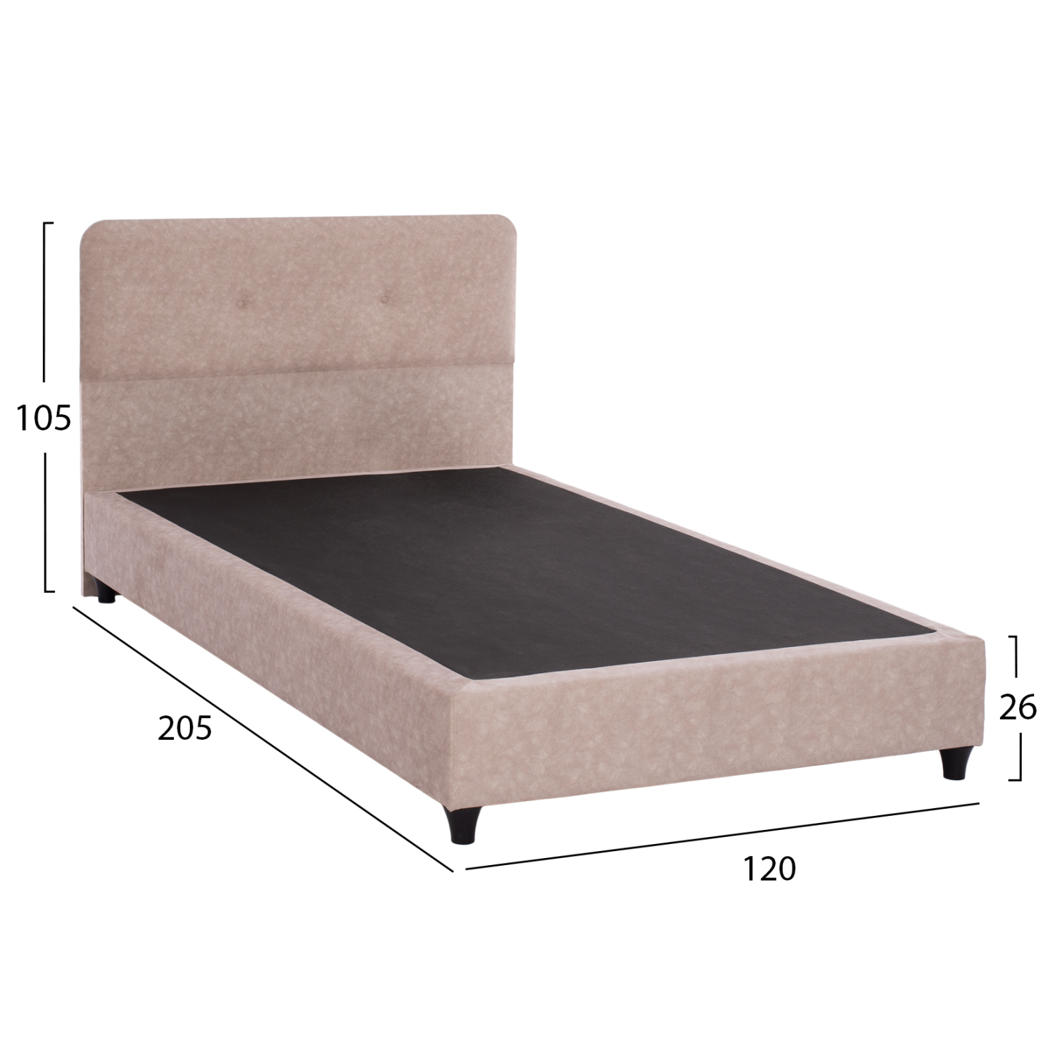 ΚΡΕΒΑΤΙ HM648.22 DOLORES, ΜΠΕΖ ΥΦΑΣΜΑ τ.NUBUCK, 120x200 εκ.