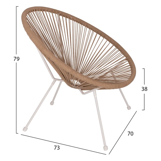 ΠΟΛΥΘΡΟΝΑ ACAPULCO Τ. ΦΩΛΙΑ ΜΕΤΑΛΛΟ ΛΕΥΚΟ ΜΕ TWISTED WICKER HM5871.02 70x73x79 εκ.