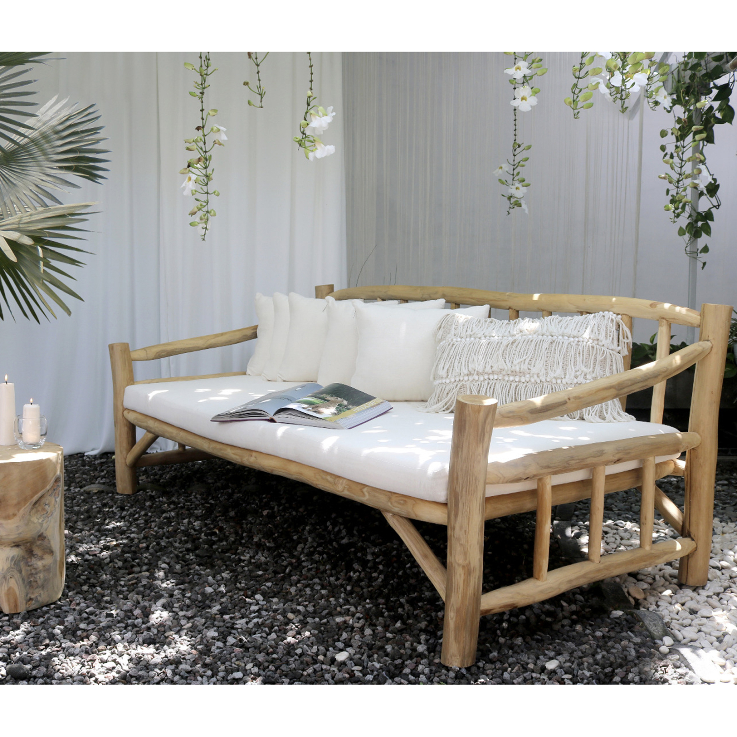 ΚΑΝΑΠΕΣ ΤΡΙΘΕΣΙΟΣ TORC HM9339 ΑΠΟ ΜΑΣΙΦ ΞΥΛΟ TΕΑK ΦΥΣΙΚΟ - ΛΕΥΚΟ 200x100x80Yεκ.