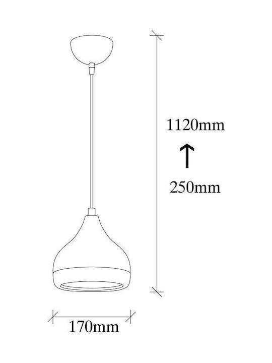 Pakoworld PWL-0068 Κρεμαστό Φωτιστικό Μοντέρνο Μονόφωτο Λευκό
