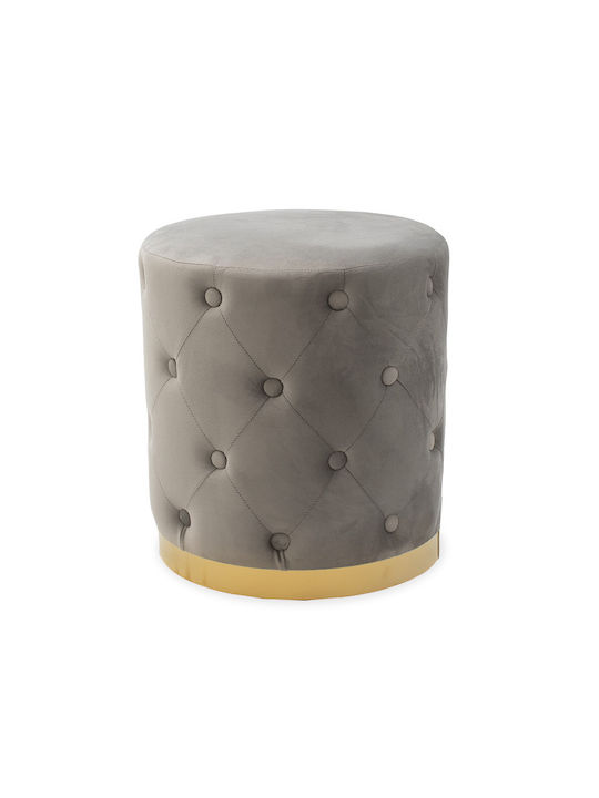 Σκαμπό Σαλονιού Επενδυμένο με Βελούδο Cora Γκρι-Χρυσό 40x40x42εκ.
